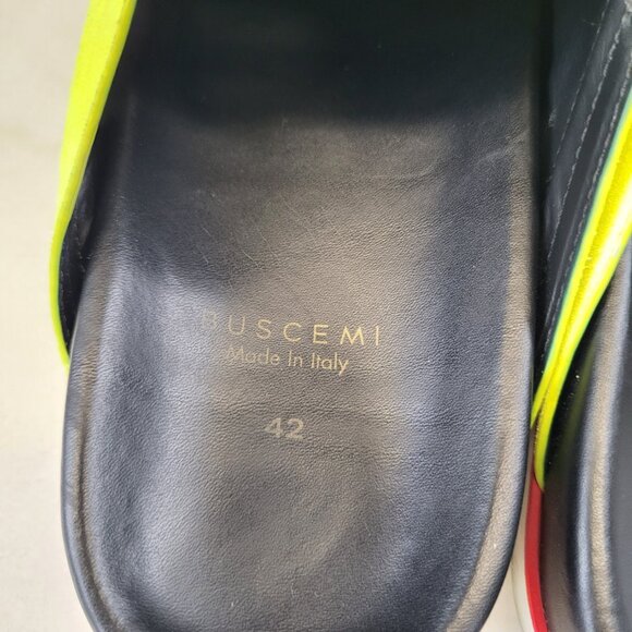 BUSCEMI Neon Suede Clogs Slides Slippers Men's Size 43 Red/Neon/Black - Picture 10 of 13